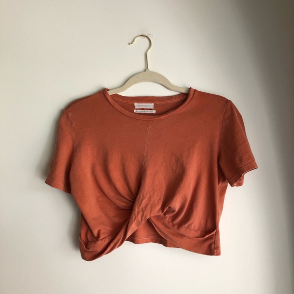 Urban Outfitters Tops - Urban Outfitters Peach Front Tie Crop Top